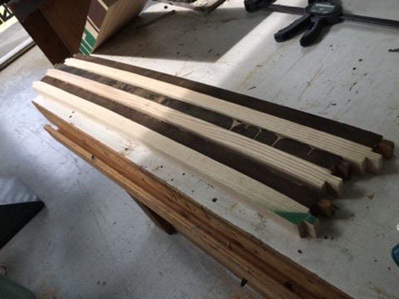 Pieces of wooden framework
